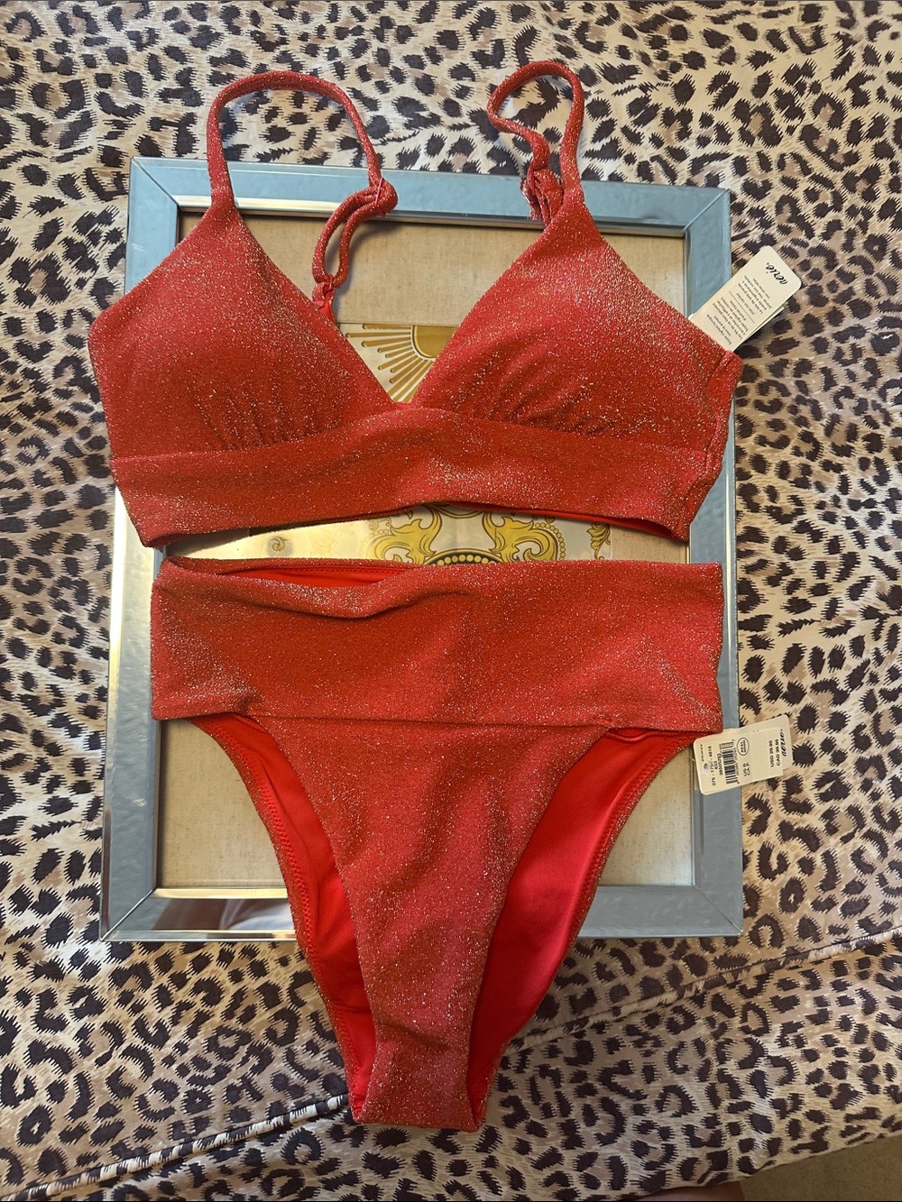 Aerie Sparkle Red High-Waist Bikini Set - Women's Intimates